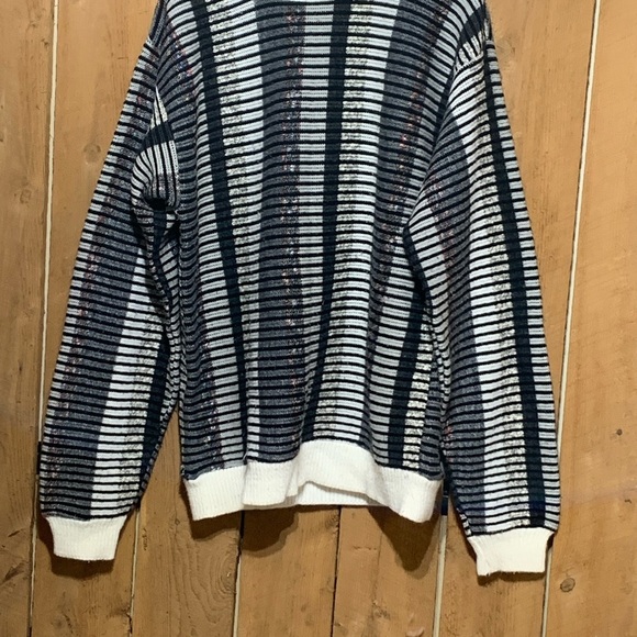 Black and White Striped Men's Sweater Megalos XLT Vintage - Picture 12 of 15